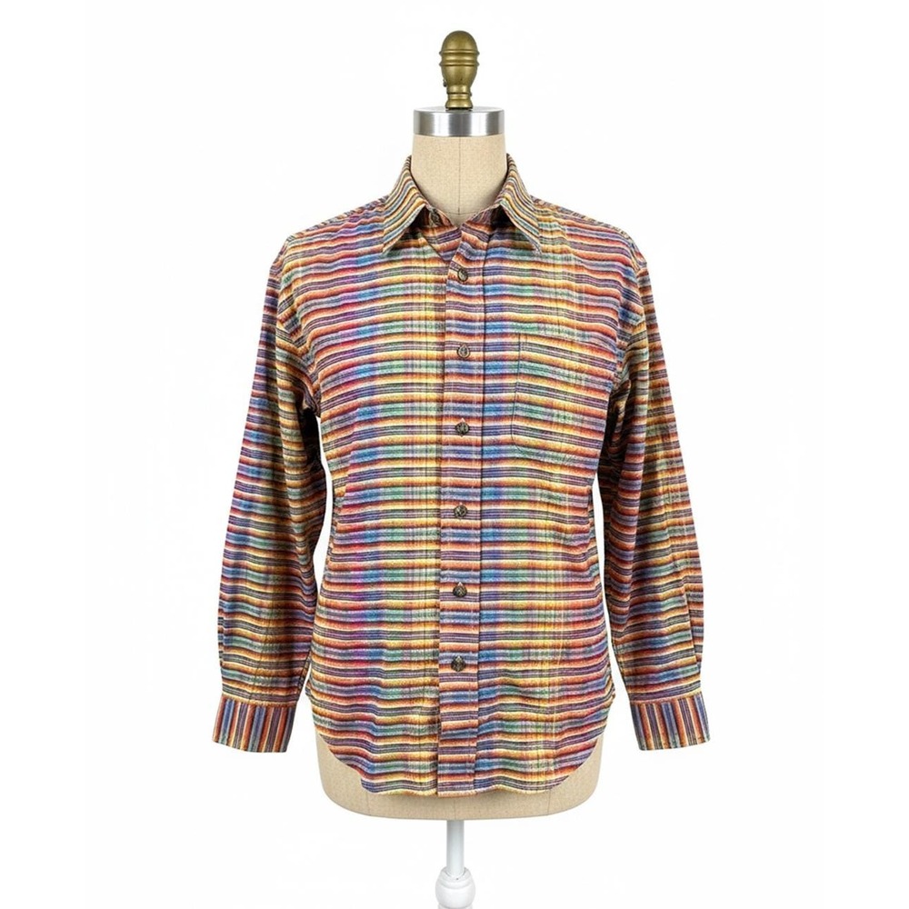 Acorn M Men's Shirt Vintage Multicolor Stripe w/ Indian Chief Buttons – Size M/L